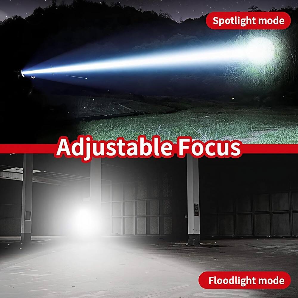 Spotlight mode  
Adjustable Focus  
Floodlight mode