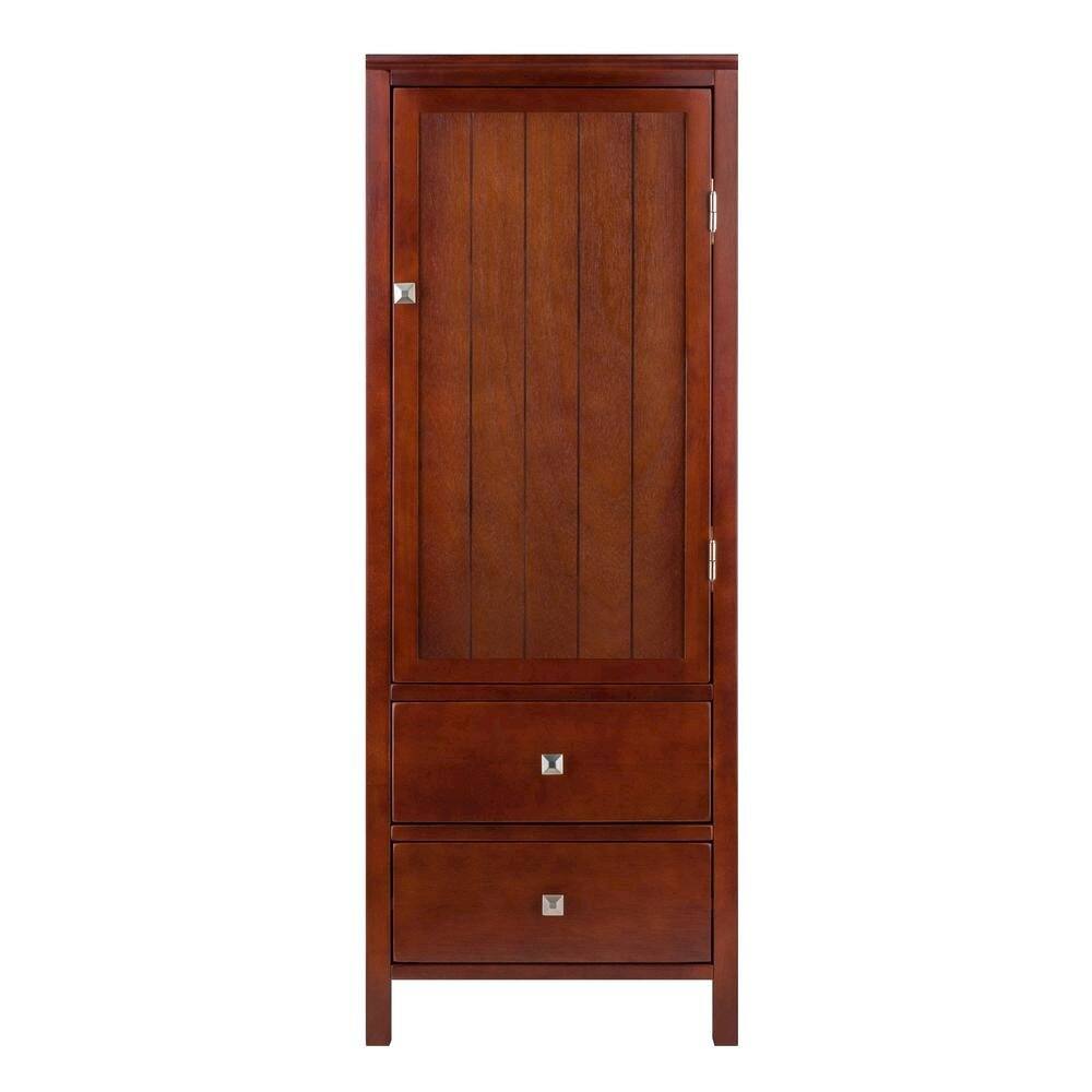 Alt View 1. FurniFact - Walnut Kitchen Cabinet – Small Pantry Cabinet with Doors - Brown.