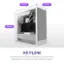 The image features a computer case called the H5 FLOW. It is a compact ATX mid-tower chassis with high airflow, optimal GPU cooling, and large radiator support. The case measures 430mm in height and 225mm in width.