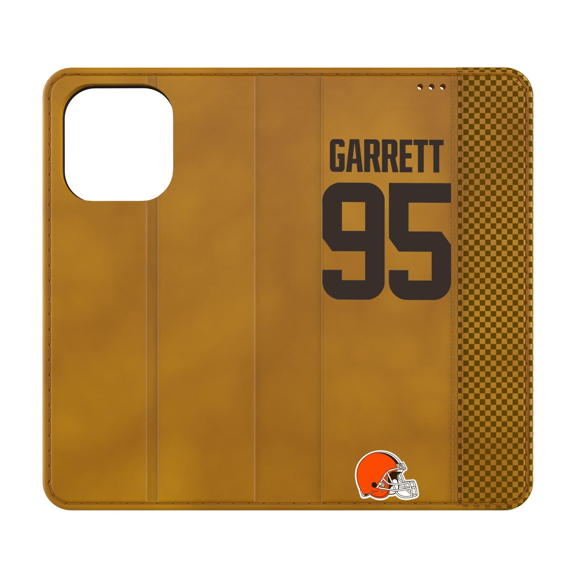 Keyscaper - NFL - Myles Garrett Cleveland Browns Folio iPhone Case - 16 - Brown