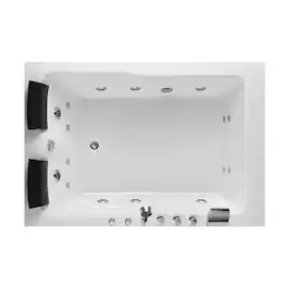 Empava - 71 in. x 47 in. Alcove Whirlpool Bathtub Rectangular Hydrotherapy Jetted Soaking Bath Tub with Right Drain - White