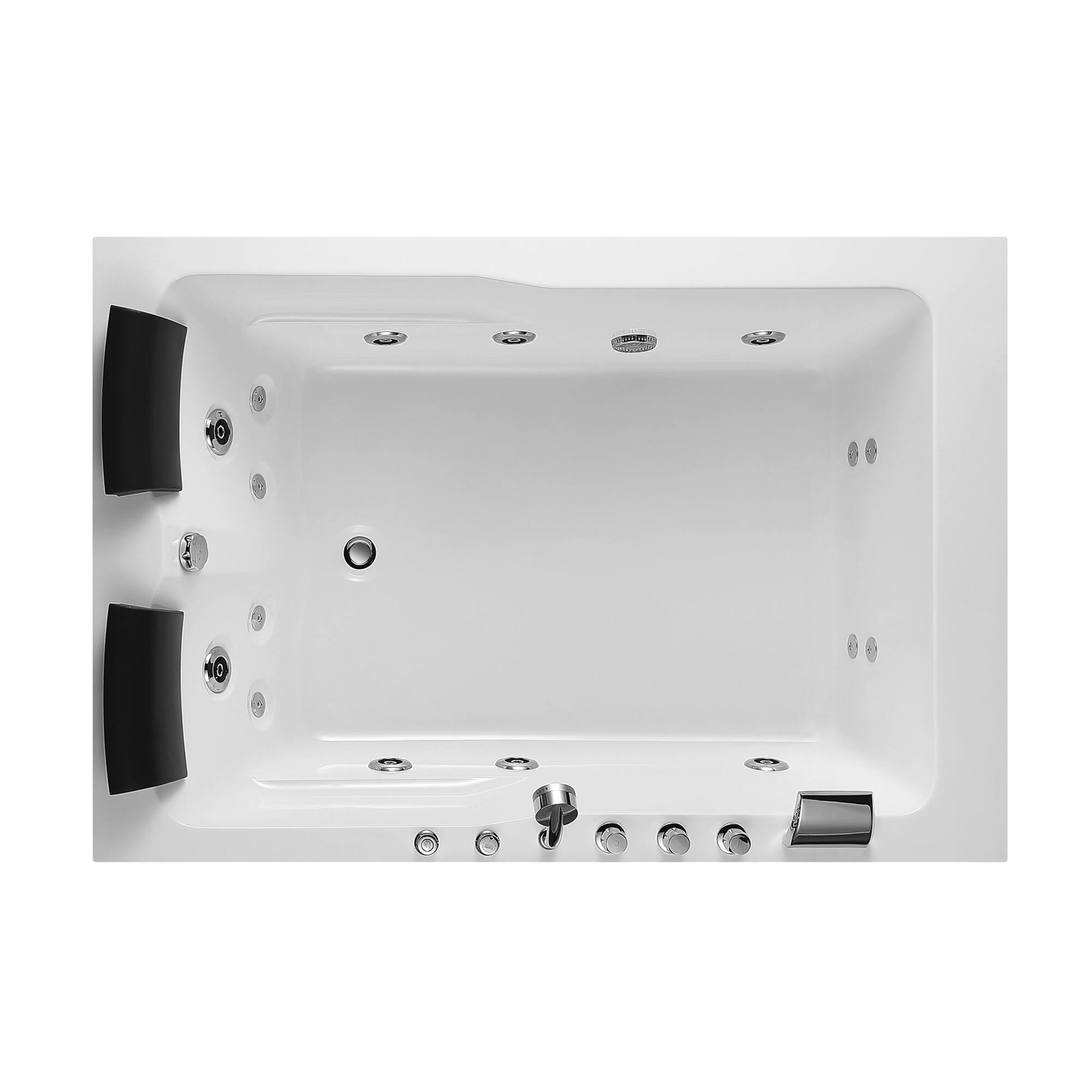 Front. Empava - 71 in. x 47 in. Alcove Whirlpool Bathtub Rectangular Hydrotherapy Jetted Soaking Bath Tub with Right Drain in White - White.