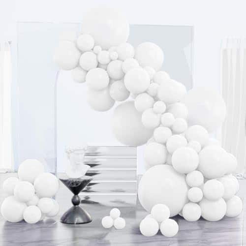 DORLUKFU - White Balloons 152pcs Different Sizes Pack of 18 12 10 5 Inch Matte Balloons Arch Kit for Baby Shower Birthday - White-y13