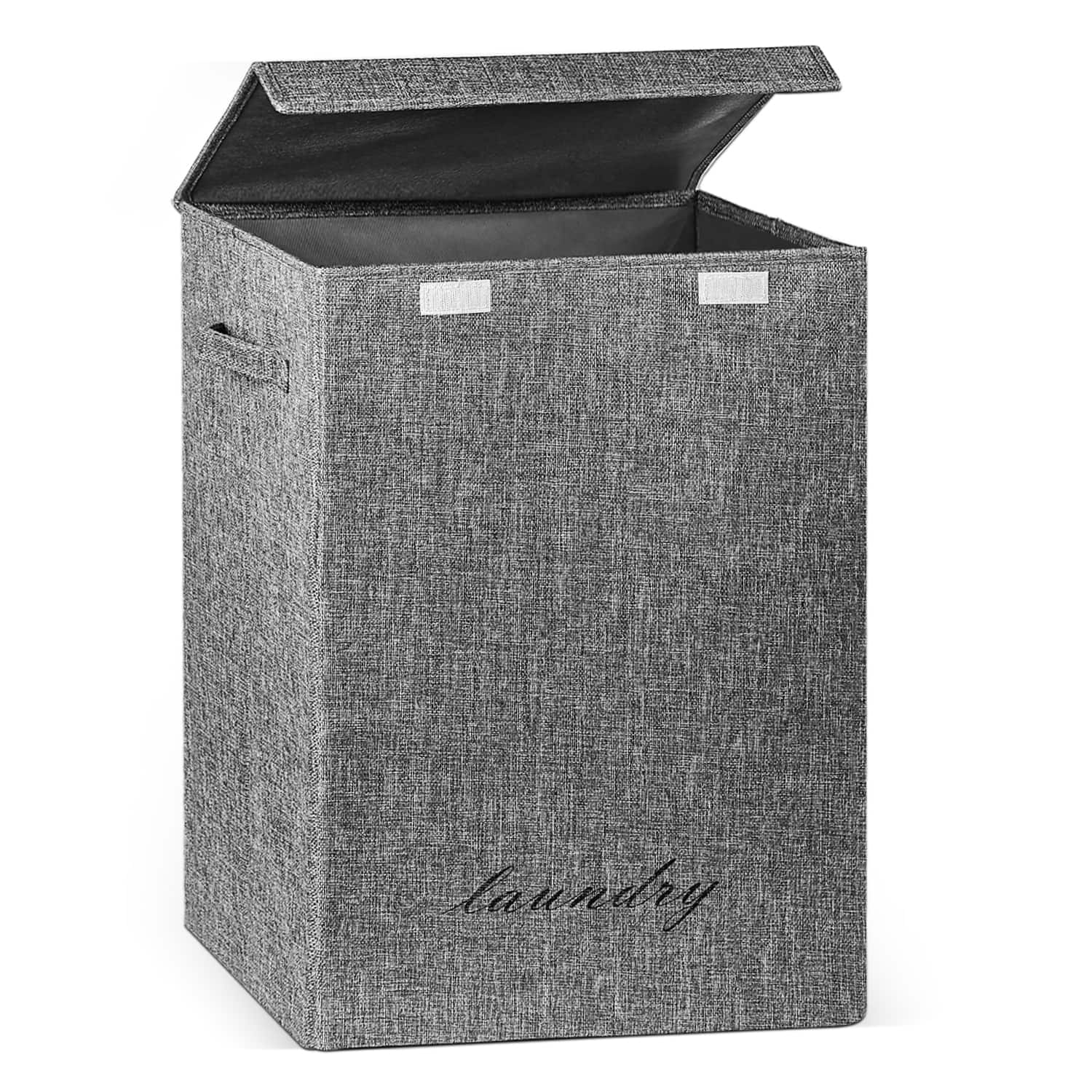 Garnen - Laundry Basket with Lid 24" Fabric Laundry Hamper Basket, Dirty Clothes Hamper Laundry Baskets with Handles, Laundry Bin - Gray