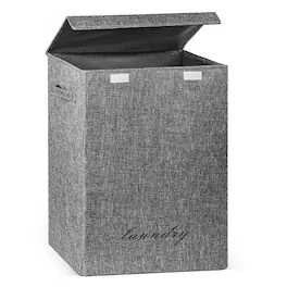 Garnen - Laundry Basket with Lid 24" Fabric Laundry Hamper Basket, Dirty Clothes Hamper Laundry Baskets with Handles, Laundry Bin - Gray