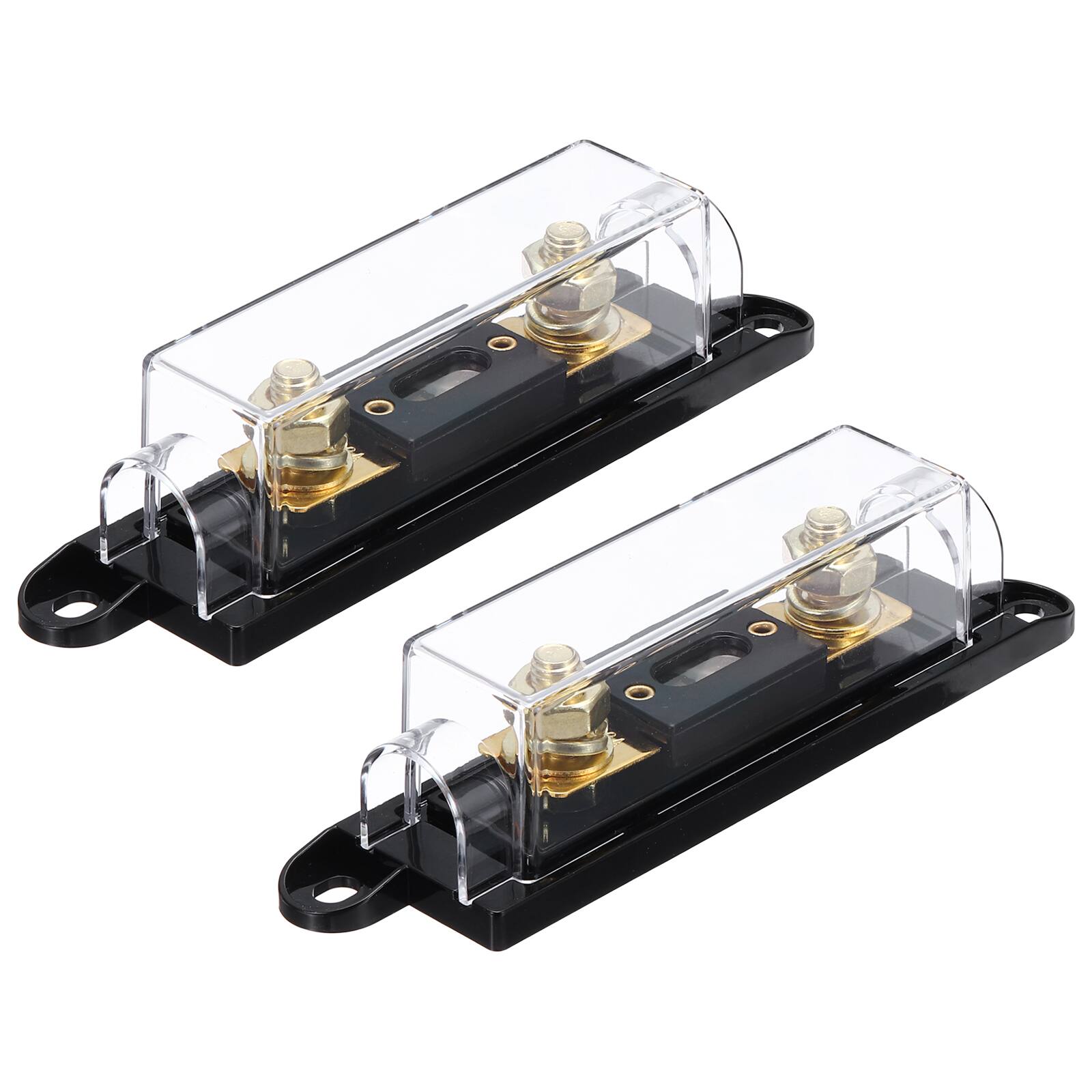 Front. Unique Bargains - 2 Sets 100A 32V ANL Fuse Holder Kit with 100A Fuse, 0/2/4/8 Gauge AWG Inline Fuse Block for Car Audio - Black Gold.