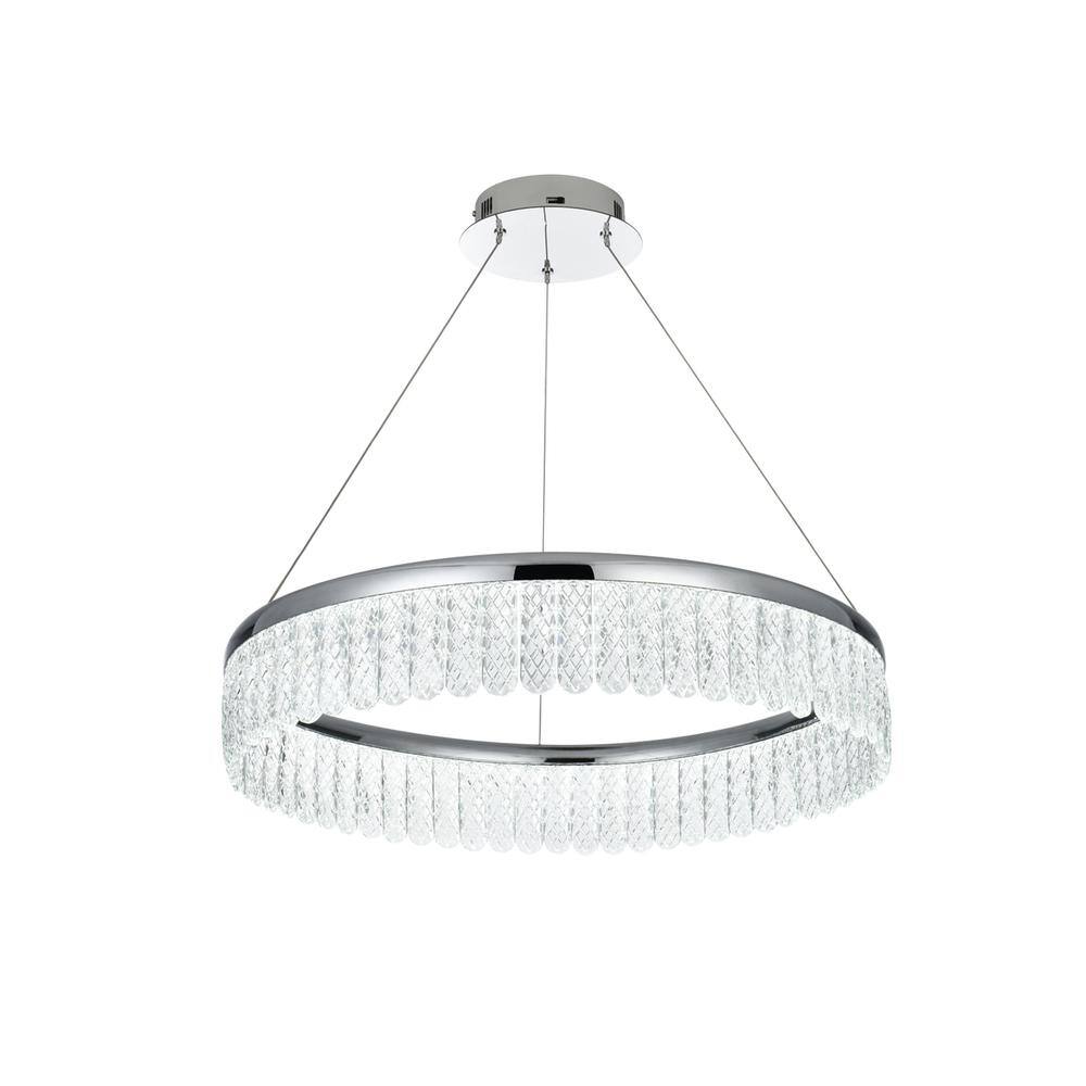 Back. Elegant Lighting - Rune 24 inch Adjustable LED chandelier in Chrome - Chrome.