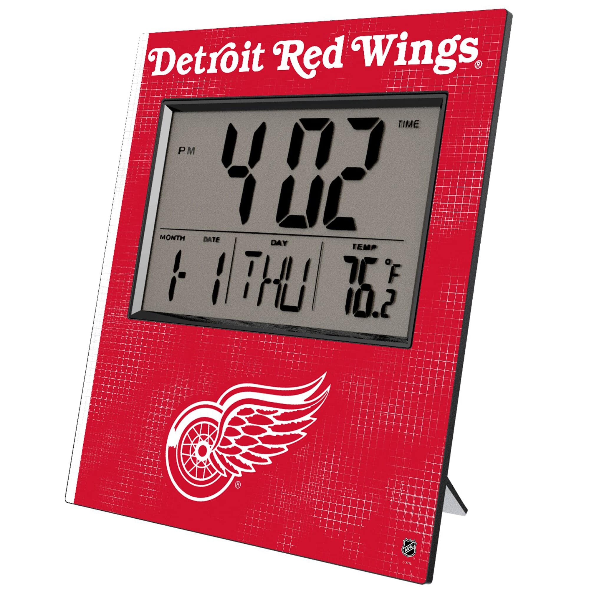 Keyscaper - Detroit Red Wings Cross Hatch Digital Desk Clock - Multicolor