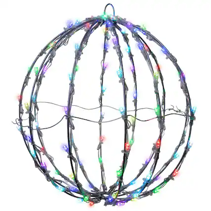 Front. Celebrations - Celebrations Platinum LED RGBW Foldable Sphere 12 in. Hanging Decor - Multicolored.