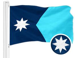 G128 - Minnesota State Flag 3x5 Ft 300D Embroidered Polyester Indoor/Outdoor - Navy Blue and Light Blue