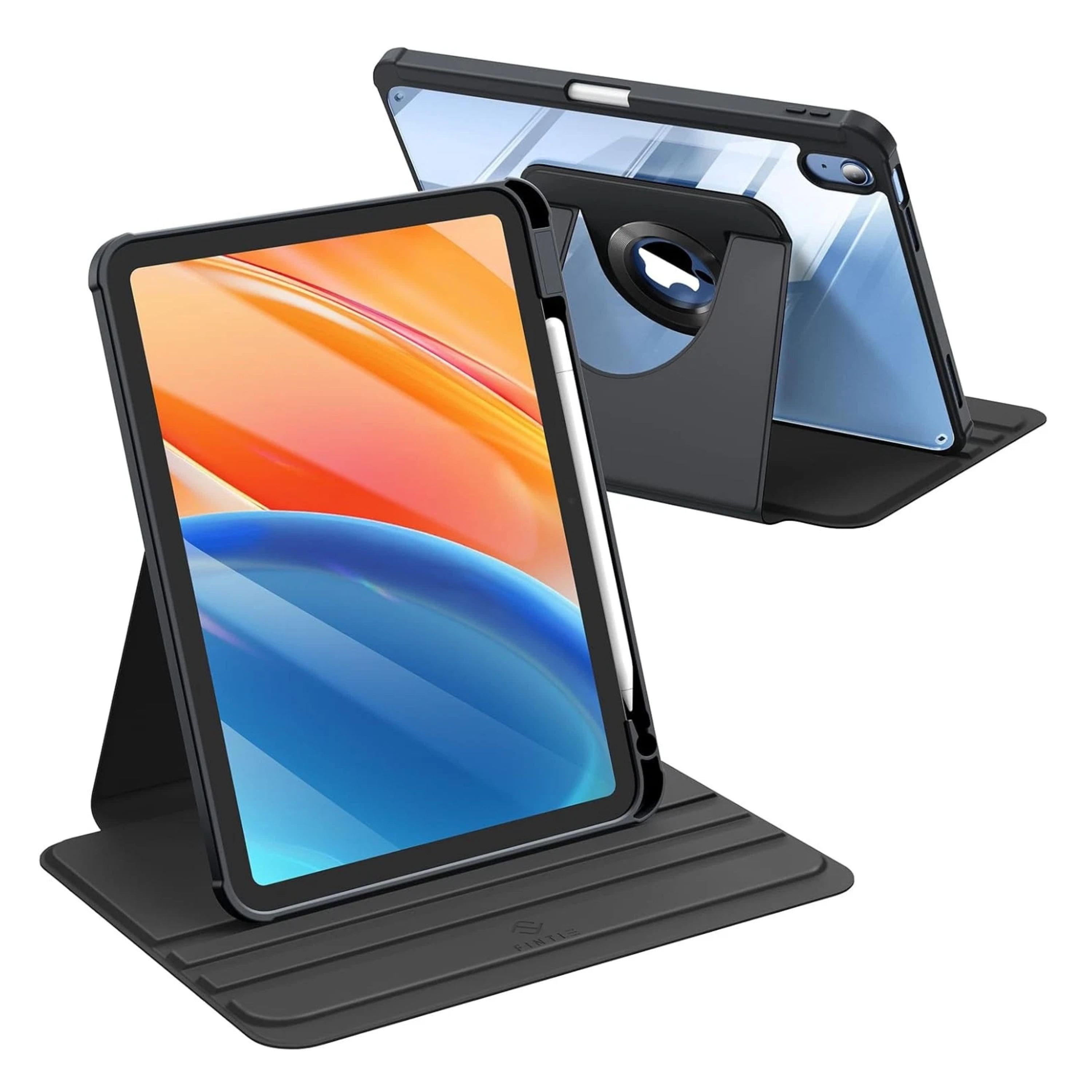 Kitcheniva - Rotating Stand Clear Case For iPad (A16) 11th 11 Inch (2025)/iPad 10th Gen - Black