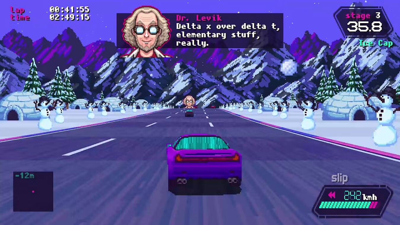 Lap time: 00:41:55 02:49:15  
Dr. Levik: Delta x over delta t, elementary stuff, really.  
Stage 3: 35.8  
Ice Cap: -12m  
CO DC slip: 288 km/h