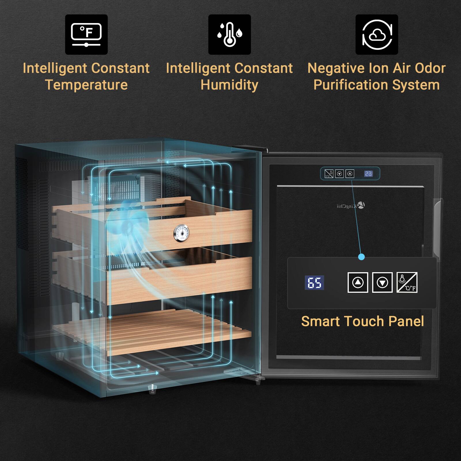Intelligent Constant Temperature  
Intelligent Constant Humidity  
Negative Ion Air Odor Purification System  
28  
65  
Smart Touch Panel