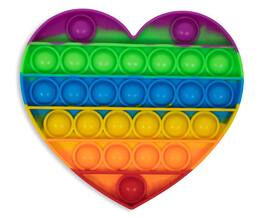 Toynk - Pop Fidget Toy Silicone Bubble Popping Game | Rainbow Heart - Multi-Color