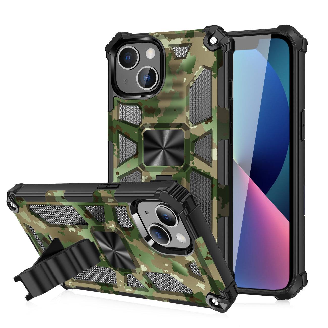 Front. Reiko - Built-In Kickstand Tpu Case With Magnetic Mount For Apple Iphone 13 In Camouflage - Multicolor.