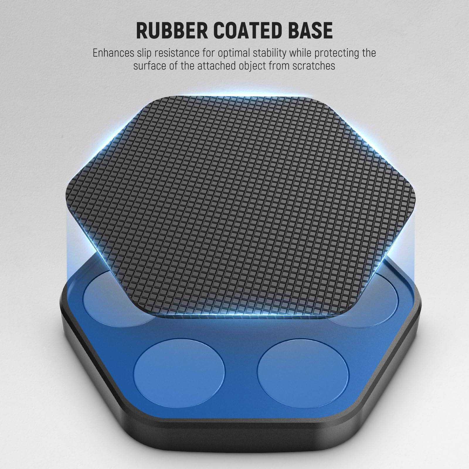 RUBBER COATED BASE

Enhances slip resistance for optimal stability while protecting the surface of the attached object from scratches