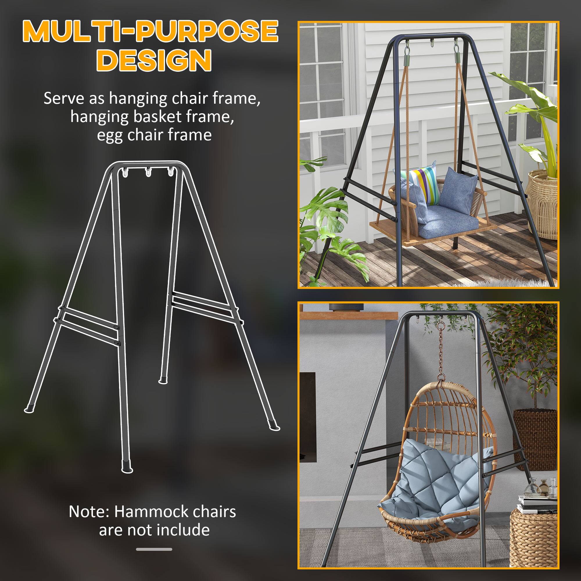 MULTI-PURPOSE DESIGN

Serve as hanging chair frame, hanging basket frame, egg chair frame

Note: Hammock chairs are not include