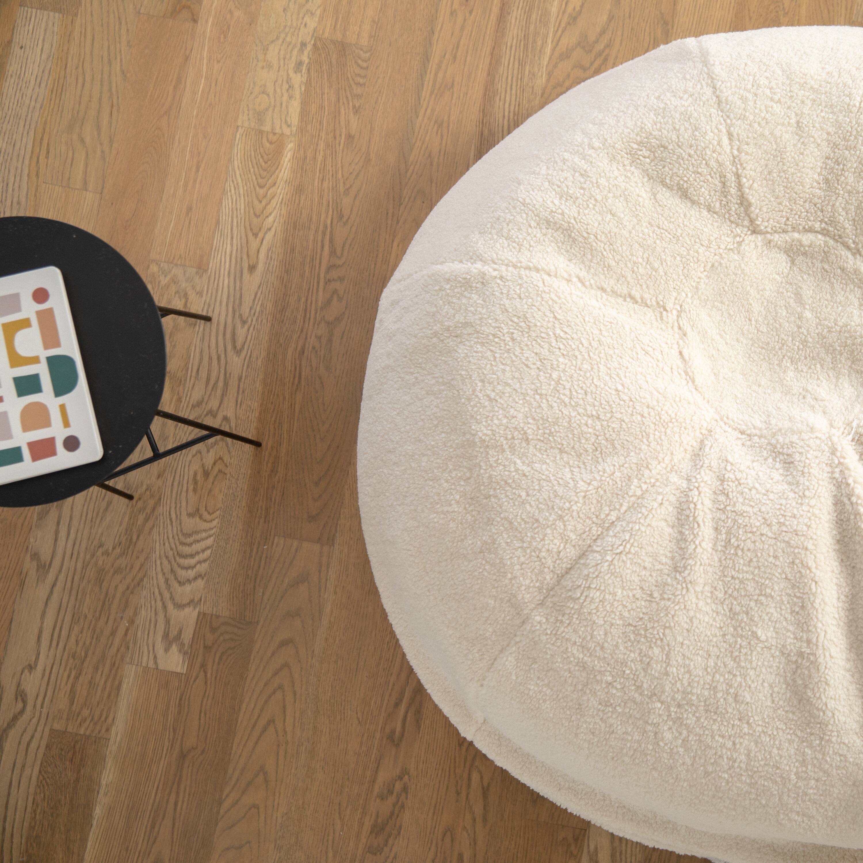 Alt View 1. Flash Furniture - Duncan Large Natural Faux Sherpa Refillable Bean Bag Chair for Kids and Teens - Natural.