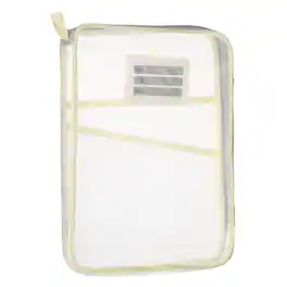 Unique Bargains - Mesh Zipper Pouch 12.4x9.3 Inch Transparent Multi-layer A4 File Organizer with Strap and Support Rod for Home - Beige