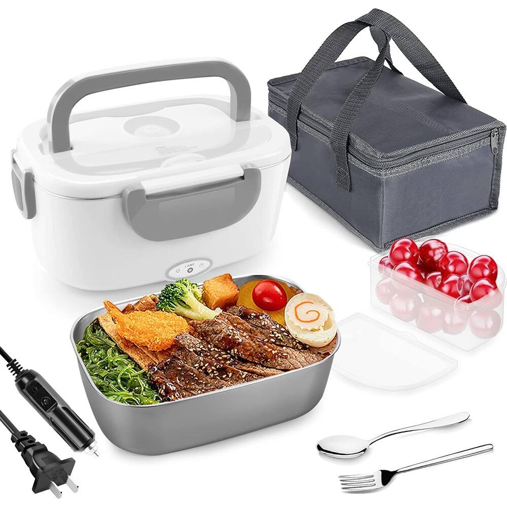 Front. RTMB - Electric Lunch Box – 1.5L Stainless Steel, Portable Food Warmer - gray.