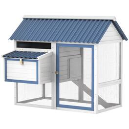 Pawhut - 55.5" Chicken Coop, Wooden, Run Box, Nesting Box, Removable Tray, Ramp, Outdoor Backyard Poultry Cage