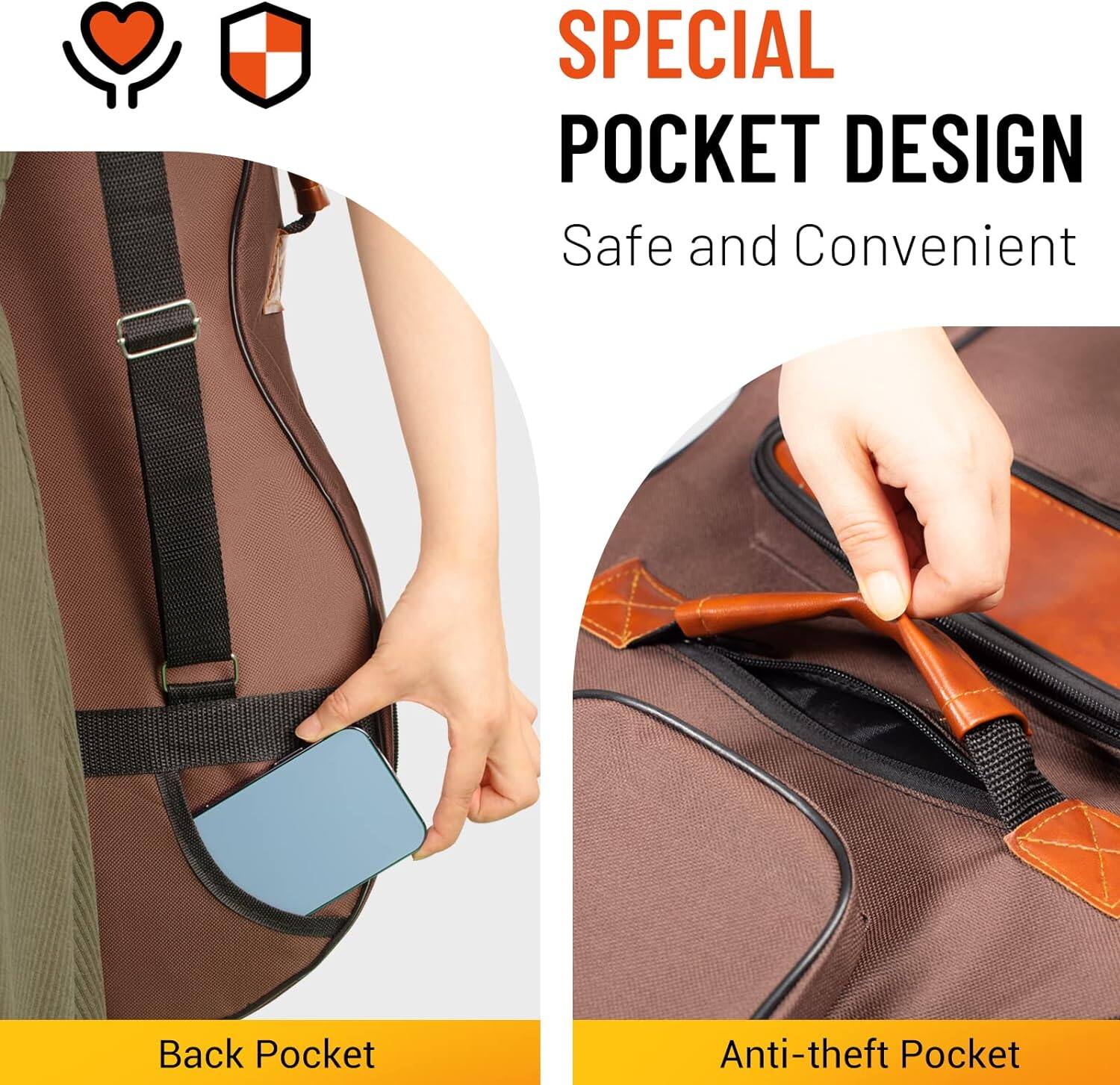 SPECIAL POCKET DESIGN  
Safe and Convenient  

Back Pocket  
Anti-theft Pocket
