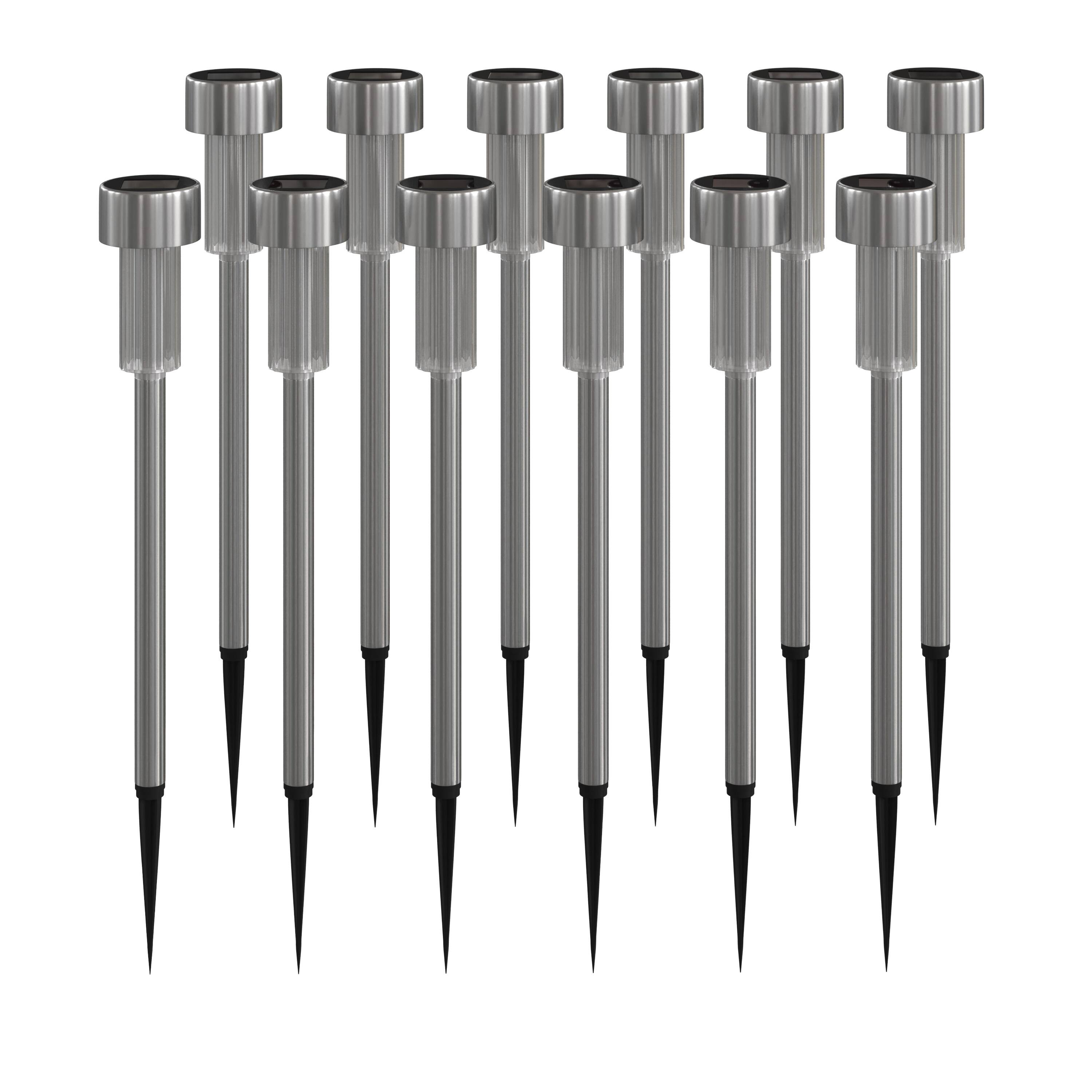 Emma + Oliver - 12 Pack Solar LED Outdoor Lights, Solar Powered Landscape Lighting for Pathway, Garden, Patio, Driveway & Yard - Stainless Steel price history on PriceWatchPro
