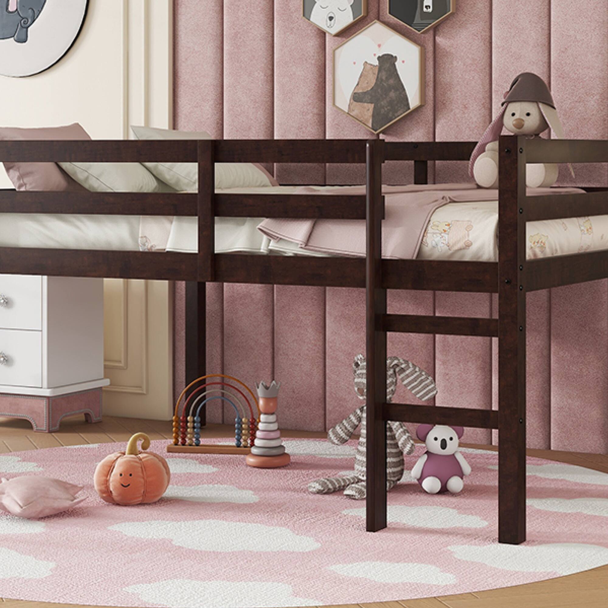 Alt View 9. GOODSILO - Premium Full-Size Loft Bed with Ladder Designed for Space Optimization and Stylish Comfort - Espresso.