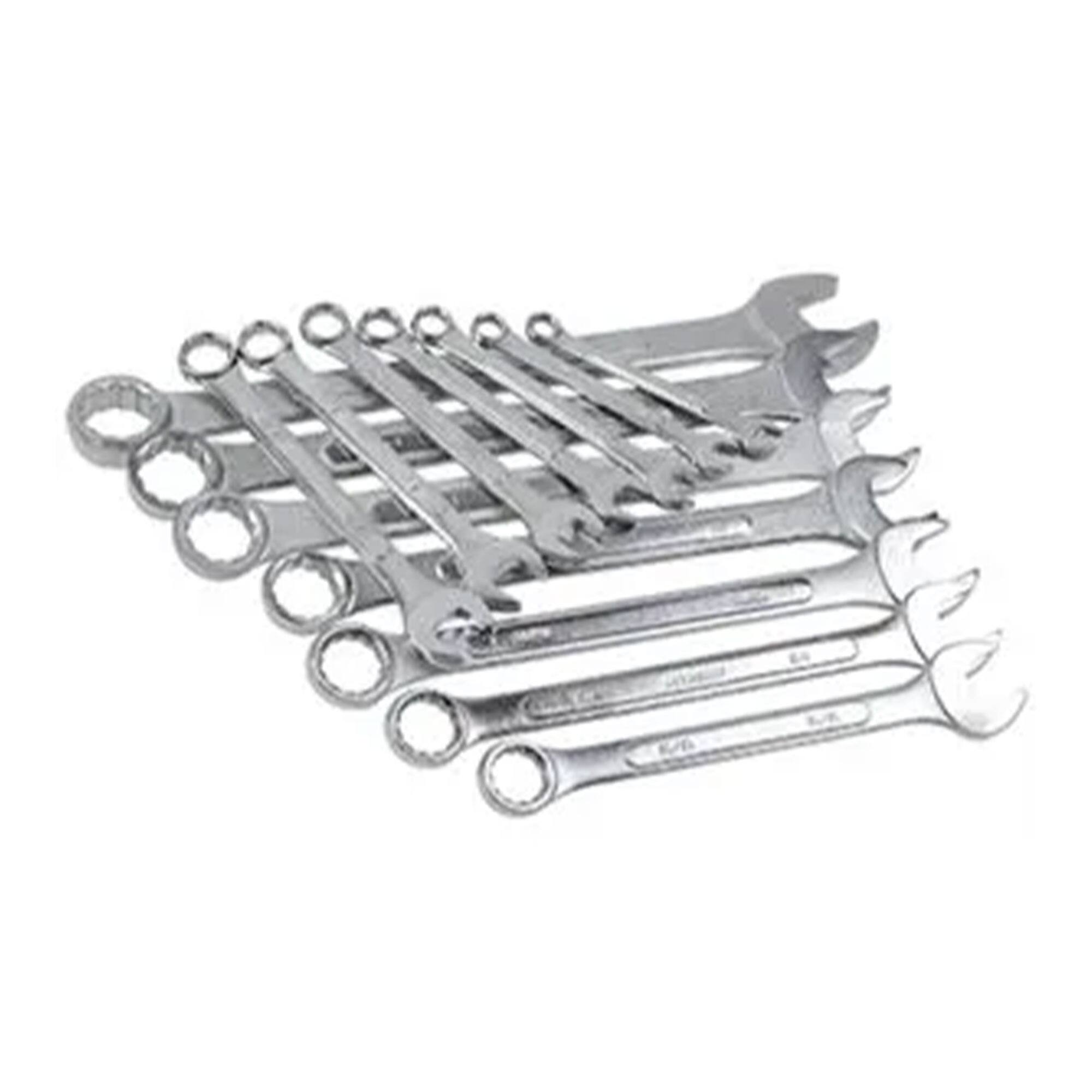 Alt View 4. Master Mechanic - Master Mechanic 14 Piece Nickel Chrome Plated Finish SAE Combination Wrench Set - Silver.