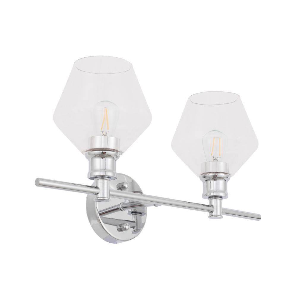 Alt View 3. Living District - Gene 2 light Chrome and Clear glass Wall sconce - Chrome And Clear Glass.