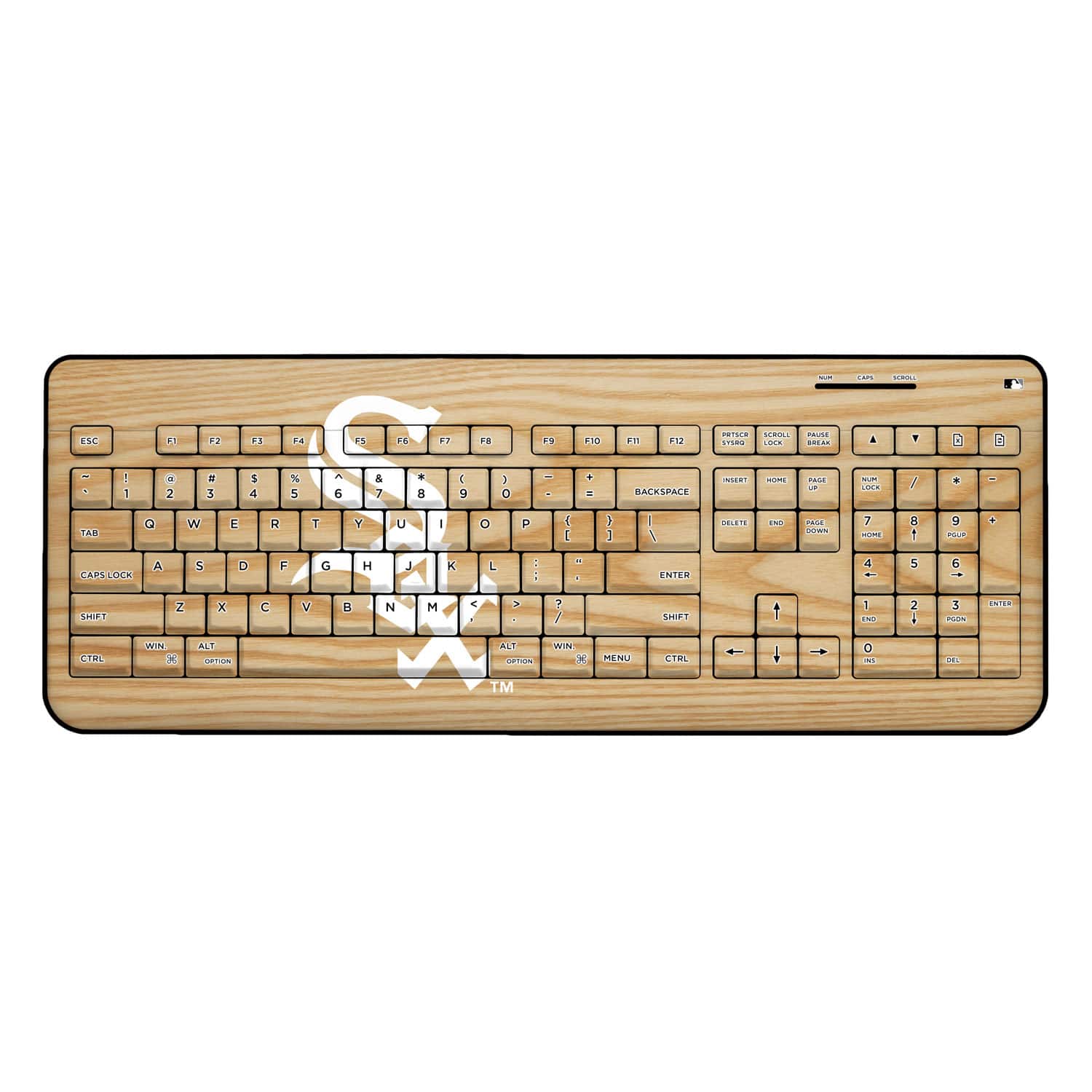 Keyscaper - Chicago White Sox Wood Print Wireless USB Keyboard - Multicolor