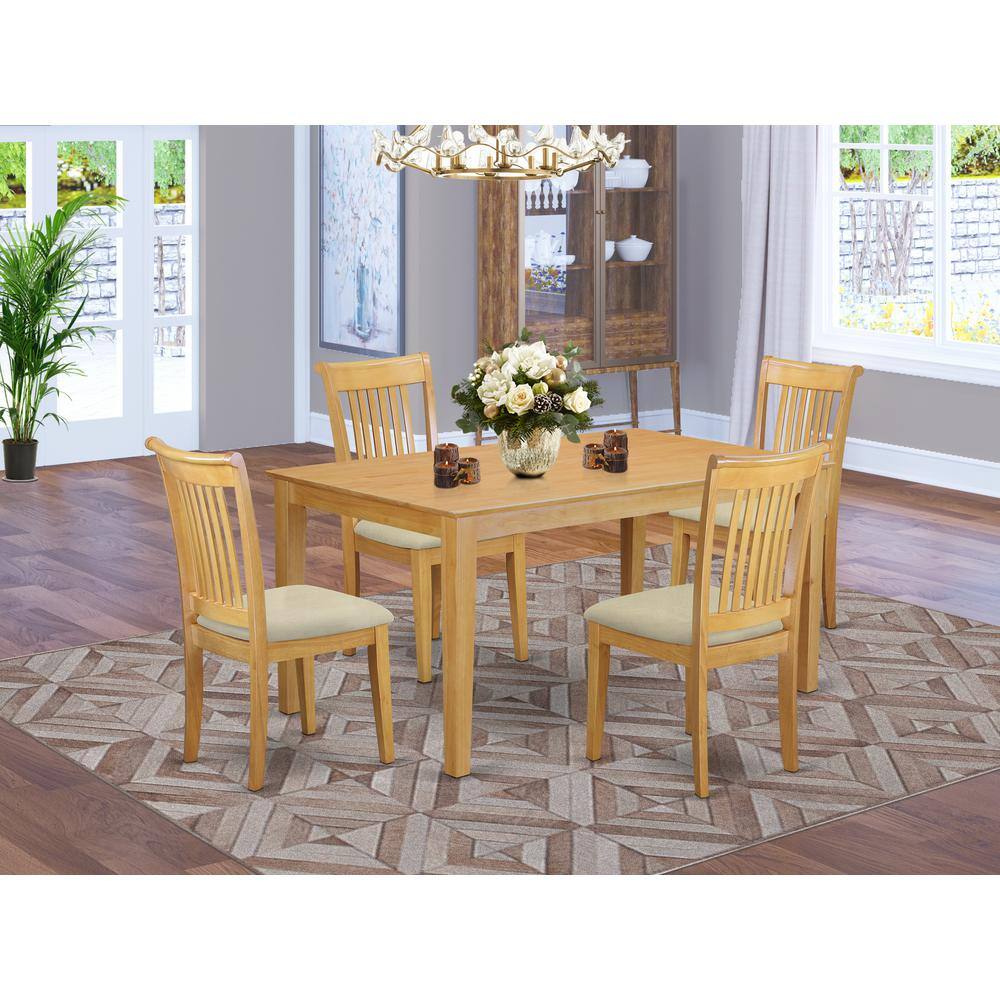 Left. East West Furniture - Dining Room Set Oak - Brown.