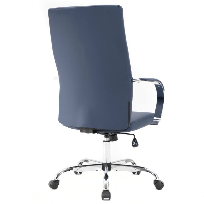 Alt View 5. LeisureMod - Sonora High-Back Leather Office Chair with Adjustable Height, Swivel, and Tilt, Desk, Conference Room, or Home Office - Navy Blue.