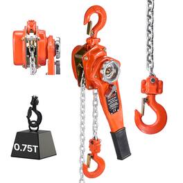 VEVOR - Manual Lever Chain Hoist,3/4T 1650LBS Capacity Come Along,5FT Lift G80 Alloy Steel Chain With Dual Pawl Mechanical Brake - Orange