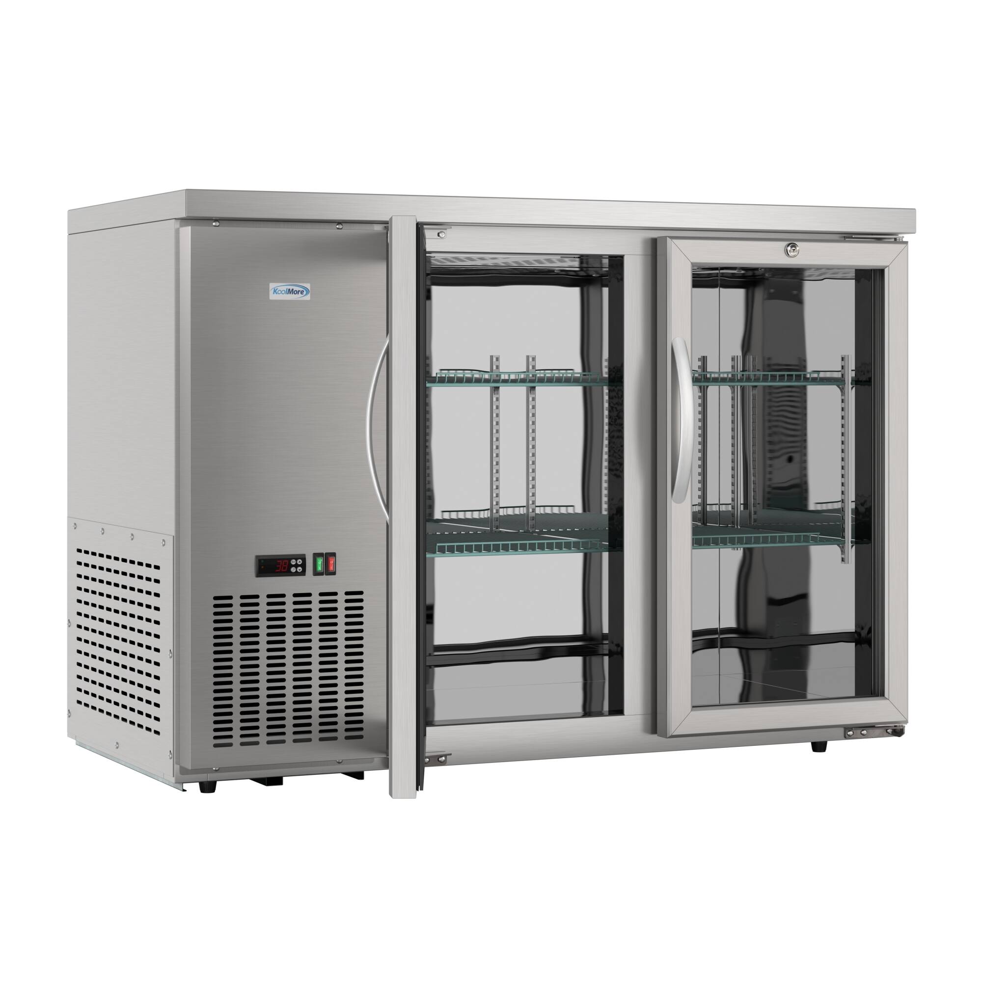 Alt View 4. Koolmore - 47 in. Commercial Two Glass Door Back Bar Cooler Refrigerator with LED Lighting, 11 Cu. Ft Capacity in Stainless-Steel - Stainless-Steel.