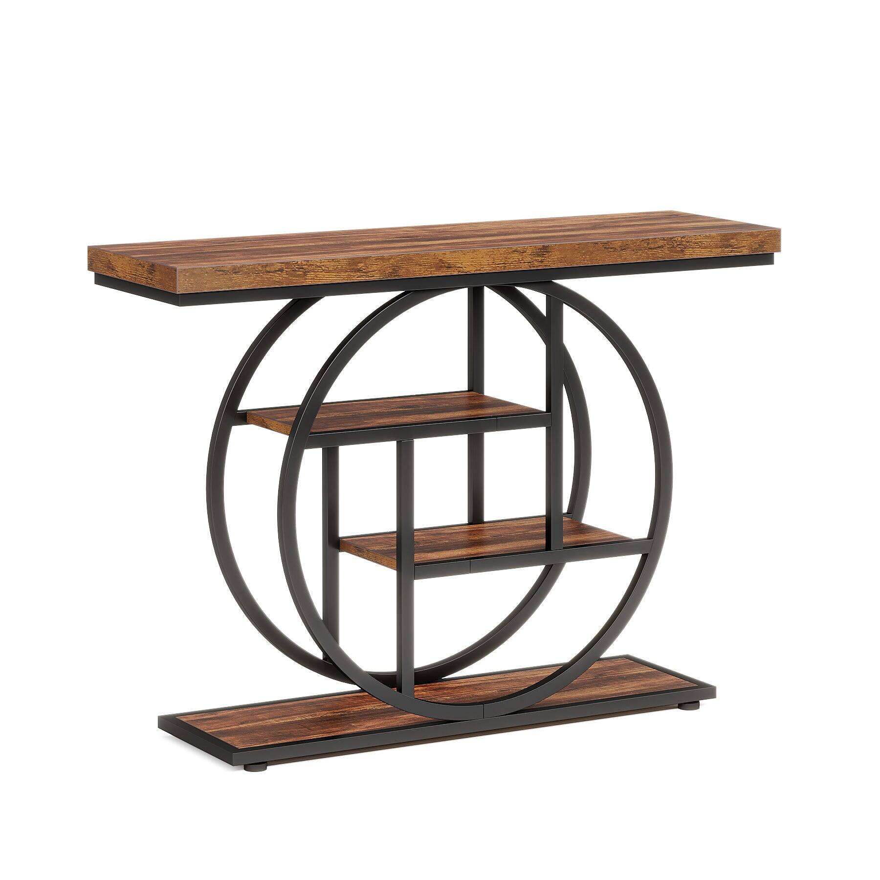 Alt View 3. Tribesigns - Console Table with Storage Shelves and Space-Saving Design for Entryway, Hallway and Living Room - Brown.