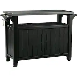Hivvago - Outdoor Grill Party Bar Serving Cart with Storage in Graphite Grey - Gray