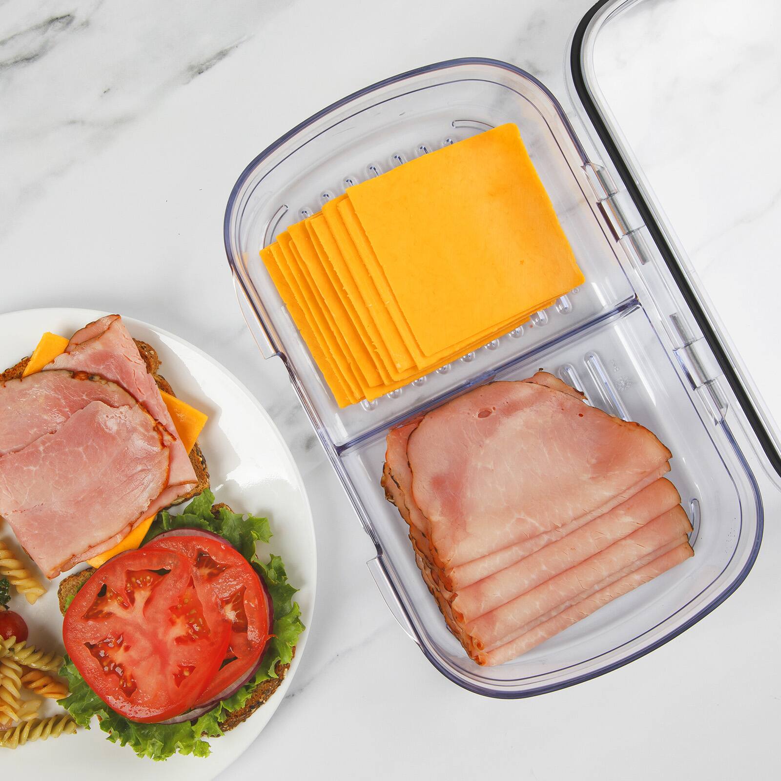 Alt View 4. Progressive International - ProKeeper+ Airtight Split Deli Storage Container, Clear Plastic - Clear.