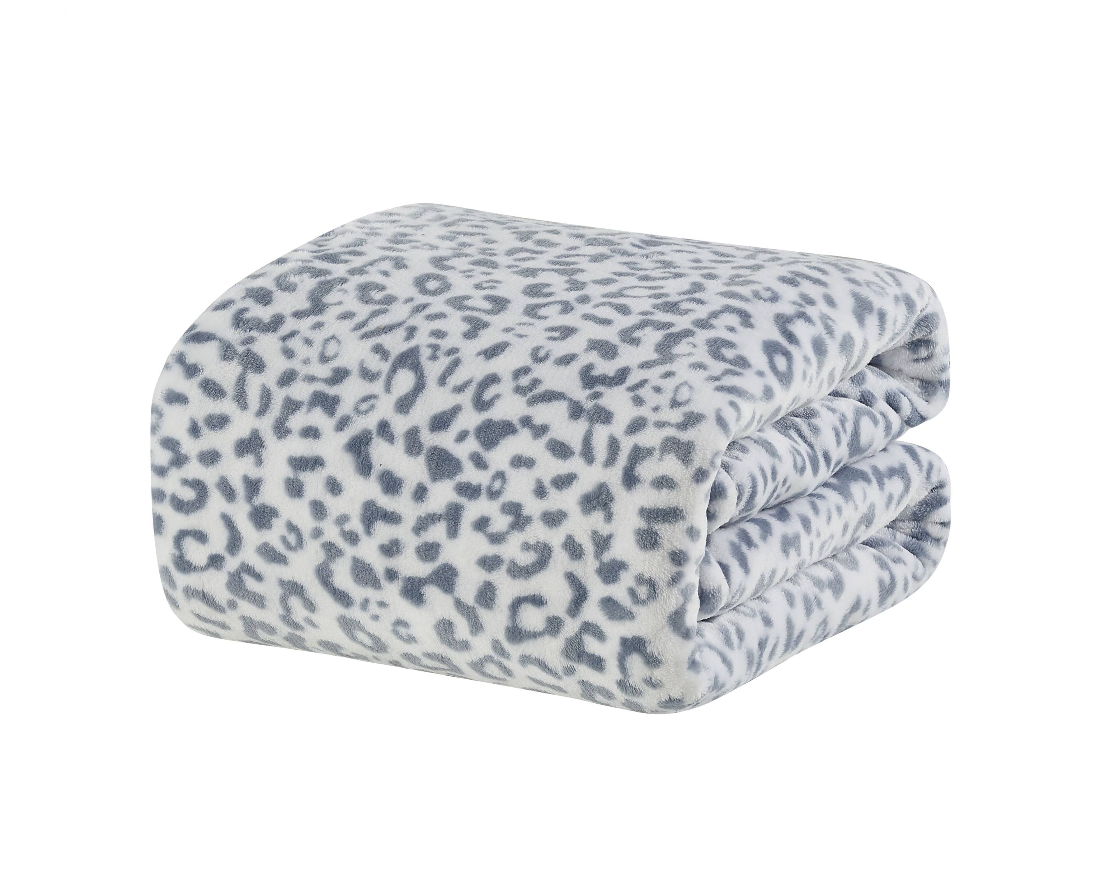 Angle. Noble House - Noble House Extra Heavy and Plush Oversized Throw Blanket  50" x 70" - Grey White Leopard - Grey White Leopard.