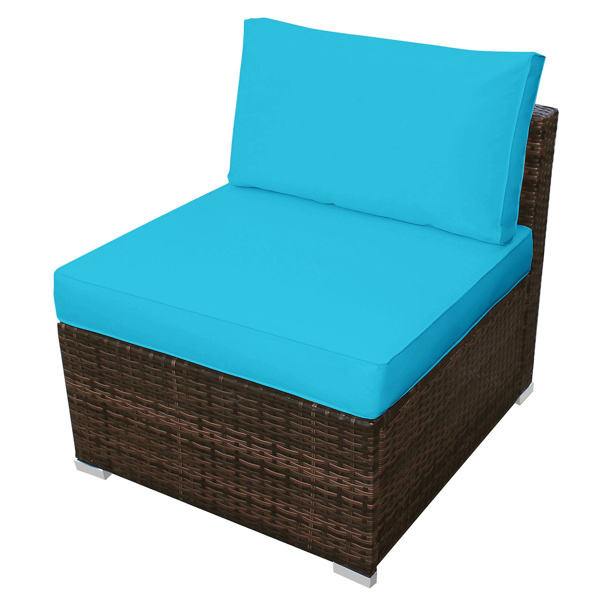 Alt View 9. Gymax - Gymax 5PCS Outdoor Patio Furniture Set w/ Coffee Table Ottoman Turquoise Cushion - as pic.