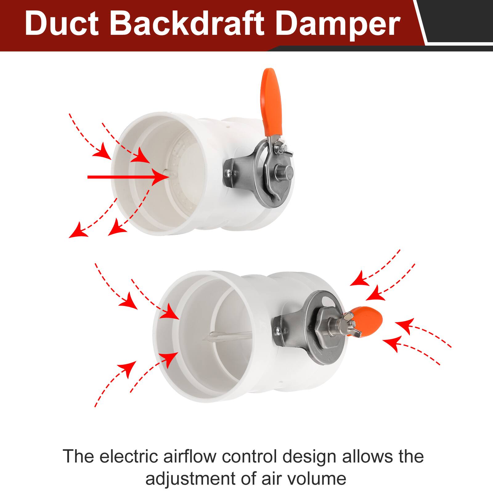 Duct Backdraft Damper

The electric airflow control design allows the adjustment of air volume.