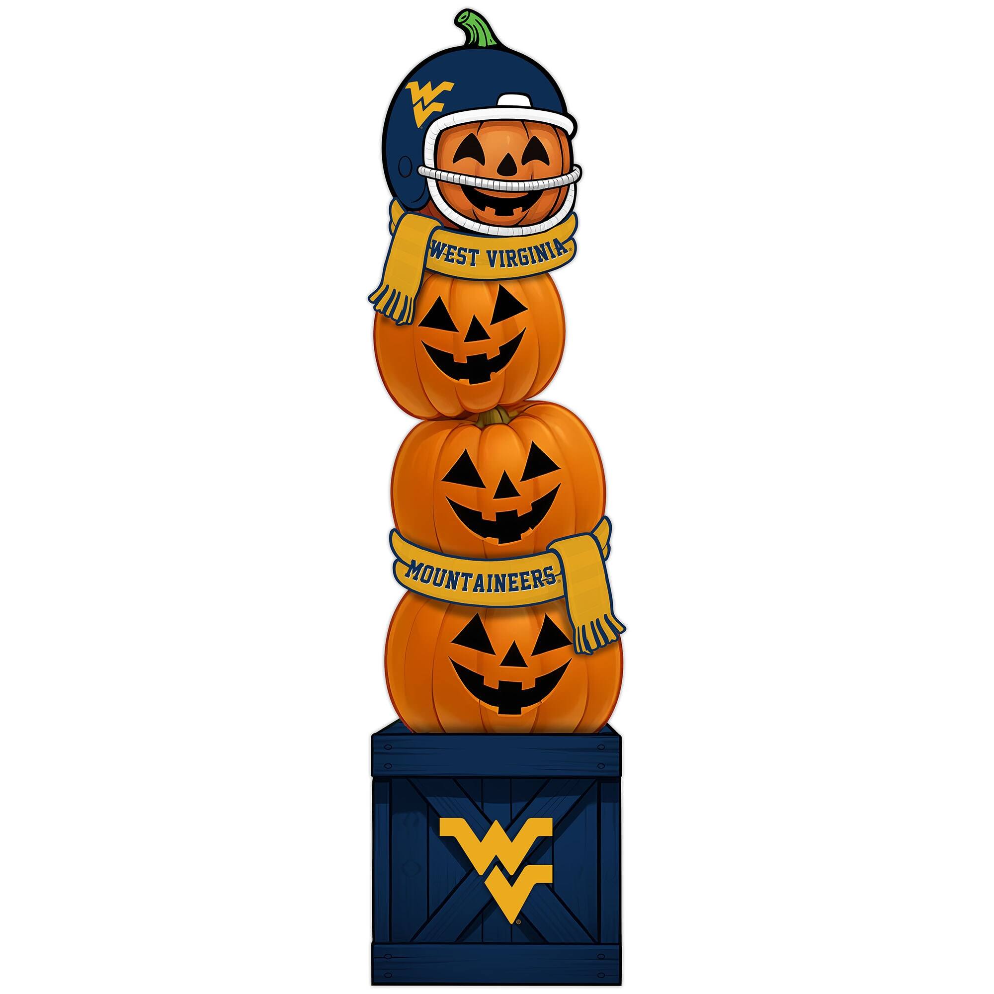 Fan Creations - West Virginia Mountaineers 31" Stacked Pumpkin Leaner - Multicolor