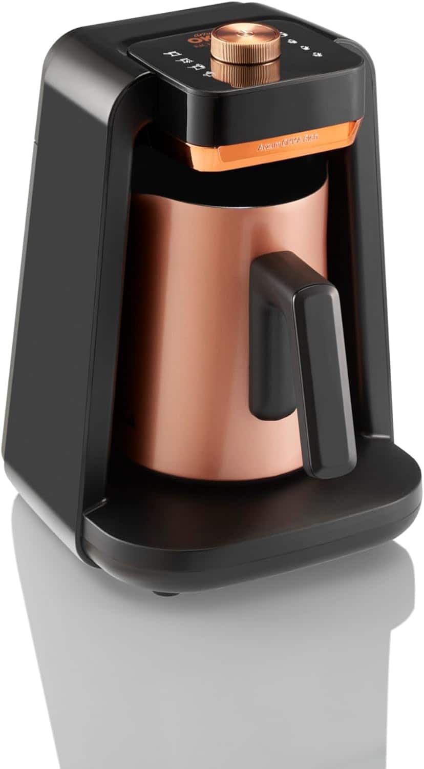 Arc - Arzum Okka Rich Spin Pro Turkish Coffee and Hot Beverage Maker, Velvetiser, Milk Frother, 120V, 5 Cups, Copper - Black