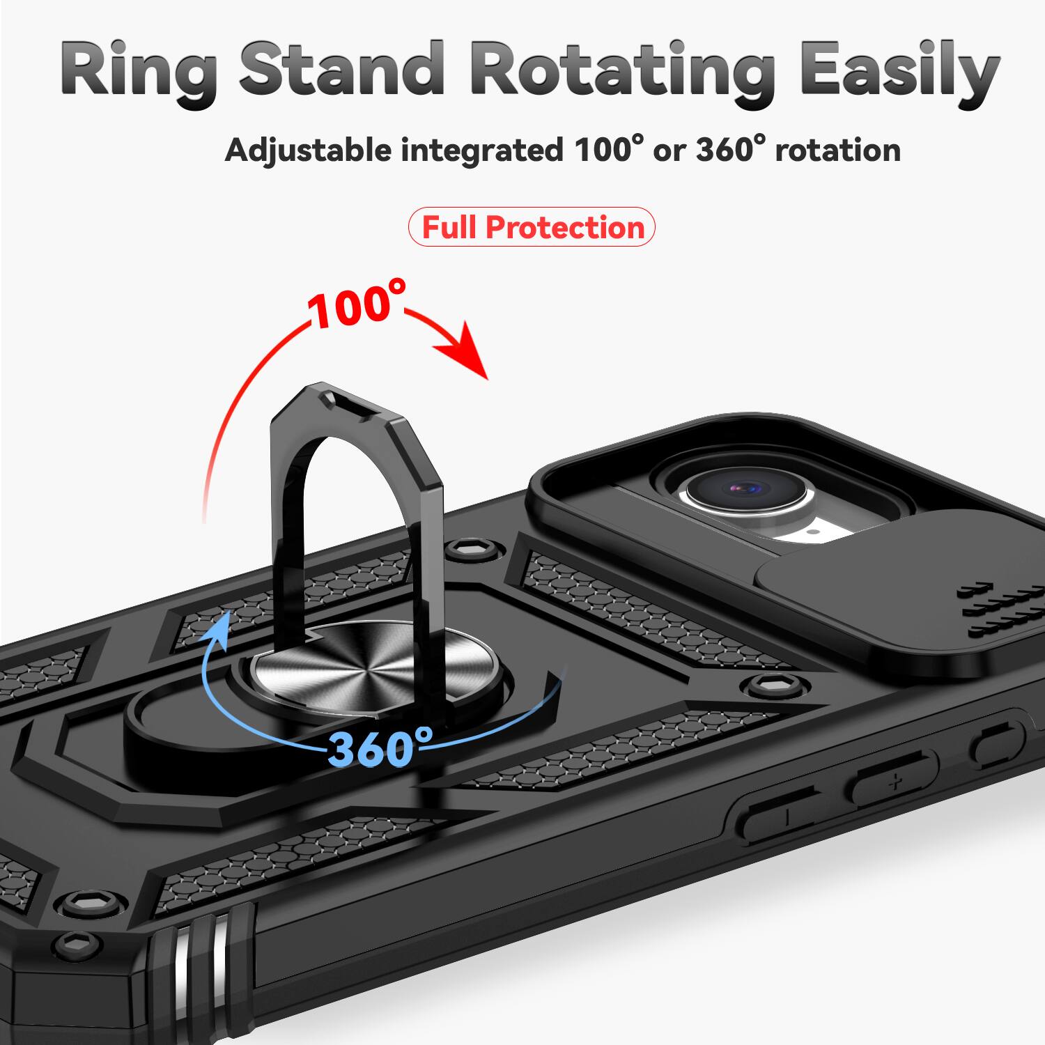 Dteck Rotatable Ring Kickstand Case for iPhone 16e/17e, Shockproof ...