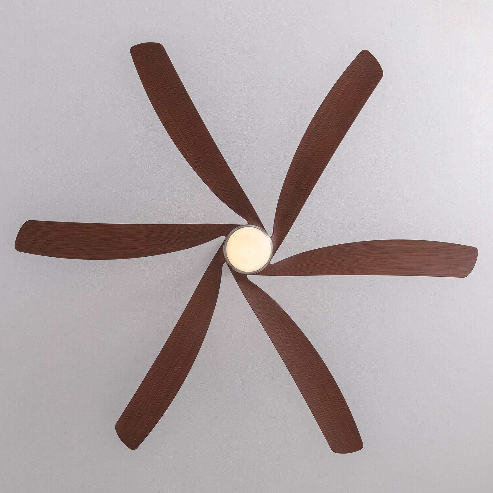 Alt View 8. Siljoy - 64" Modern Silent Ceiling Fan, Reversible DC Motor, 6 Speeds, Timer, Natural Wind, Remote & APP Control, Indoor Outdoor - Brushed Nickel.