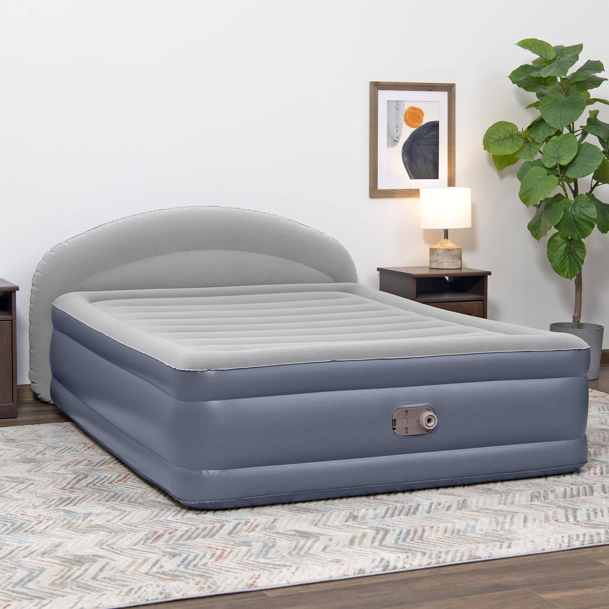 Alt View 1. Bestway - Bestway Tritech LoungeLux Headboard 33" Queen Air Mattress with Built-in AC Pump - Gray.