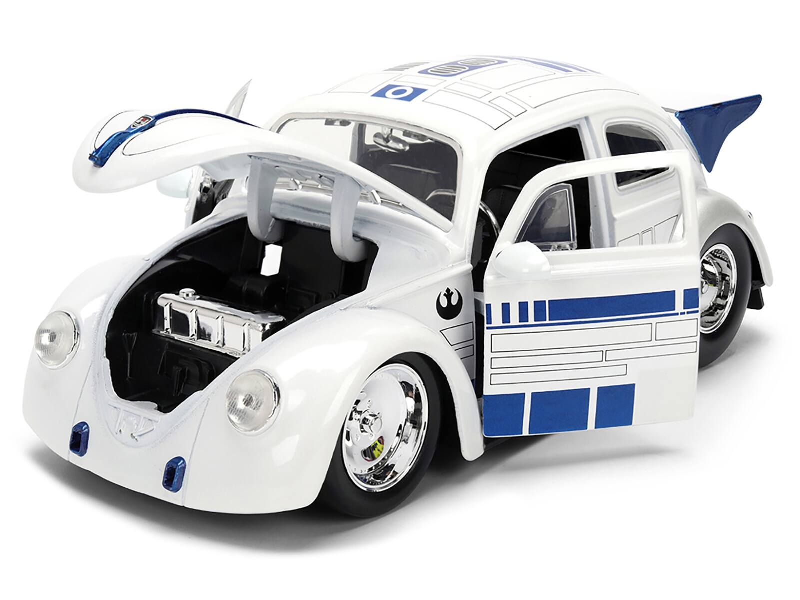 Alt View 1. Jada - 1959 Volkswagen Drag Beetle White with Graphics and R2-D2 Figure "Star Wars" Franchise 1/24 Diecast Model Car by Jada - Multicolor.