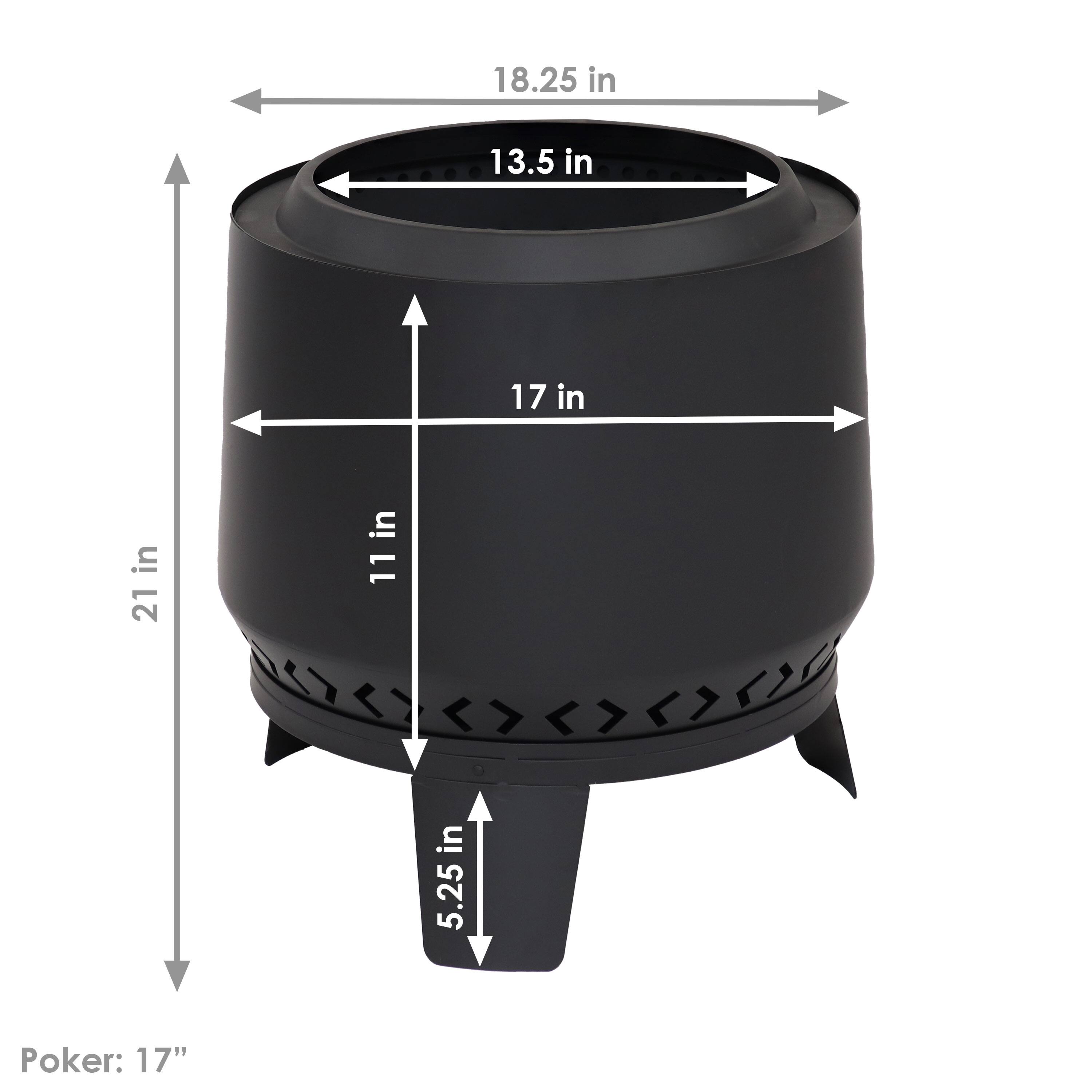 18.25 in  
13.5 in  
17 in  
21 in  
11 in  
5.25 in  

Poker: 17"