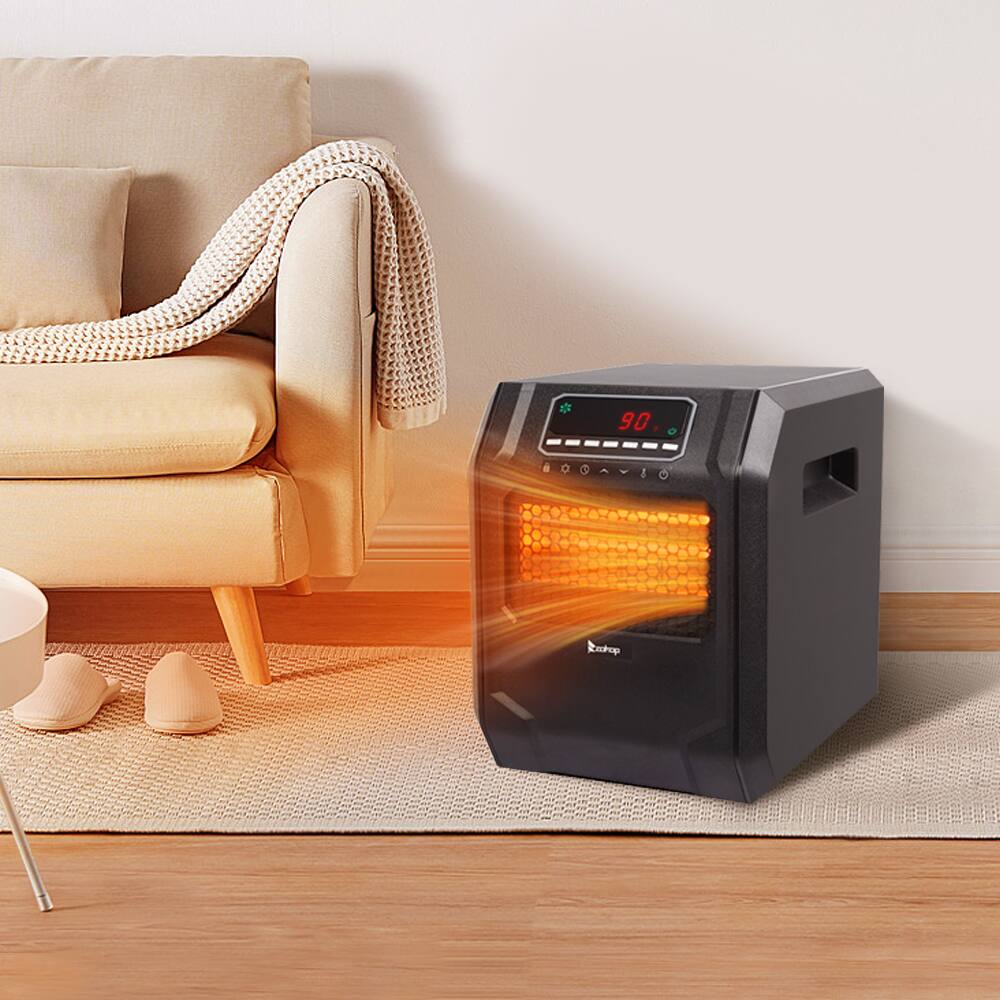 Alt View 3. Winado - 1500W Electric Infrared Quartz Heater w/Remote Control, Portable Space Heater w/3 Heat Settings, Timer, Overheat Protect - Black.