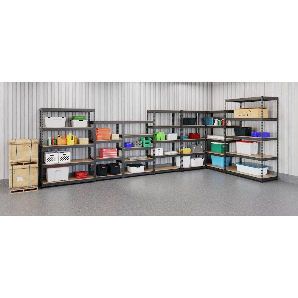 Alt View 3. Iron Horse - Iron Horse 3800 Riveted Steel Shelving, 4-Shelf, 16Dx30Wx60H, Black - Black.
